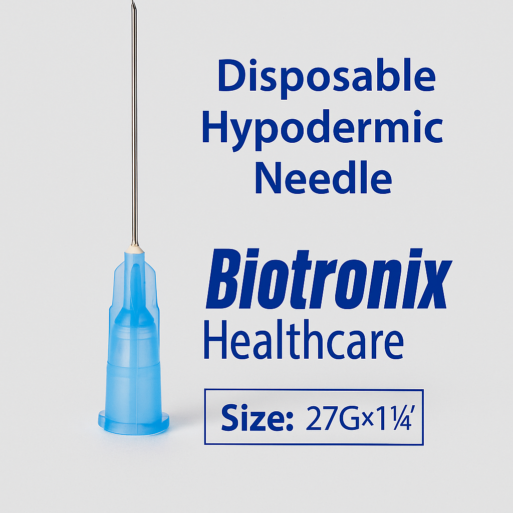 Agujas Hipodérmicas Desechables Biotronix – 27G x 1¼” (Caja x100)