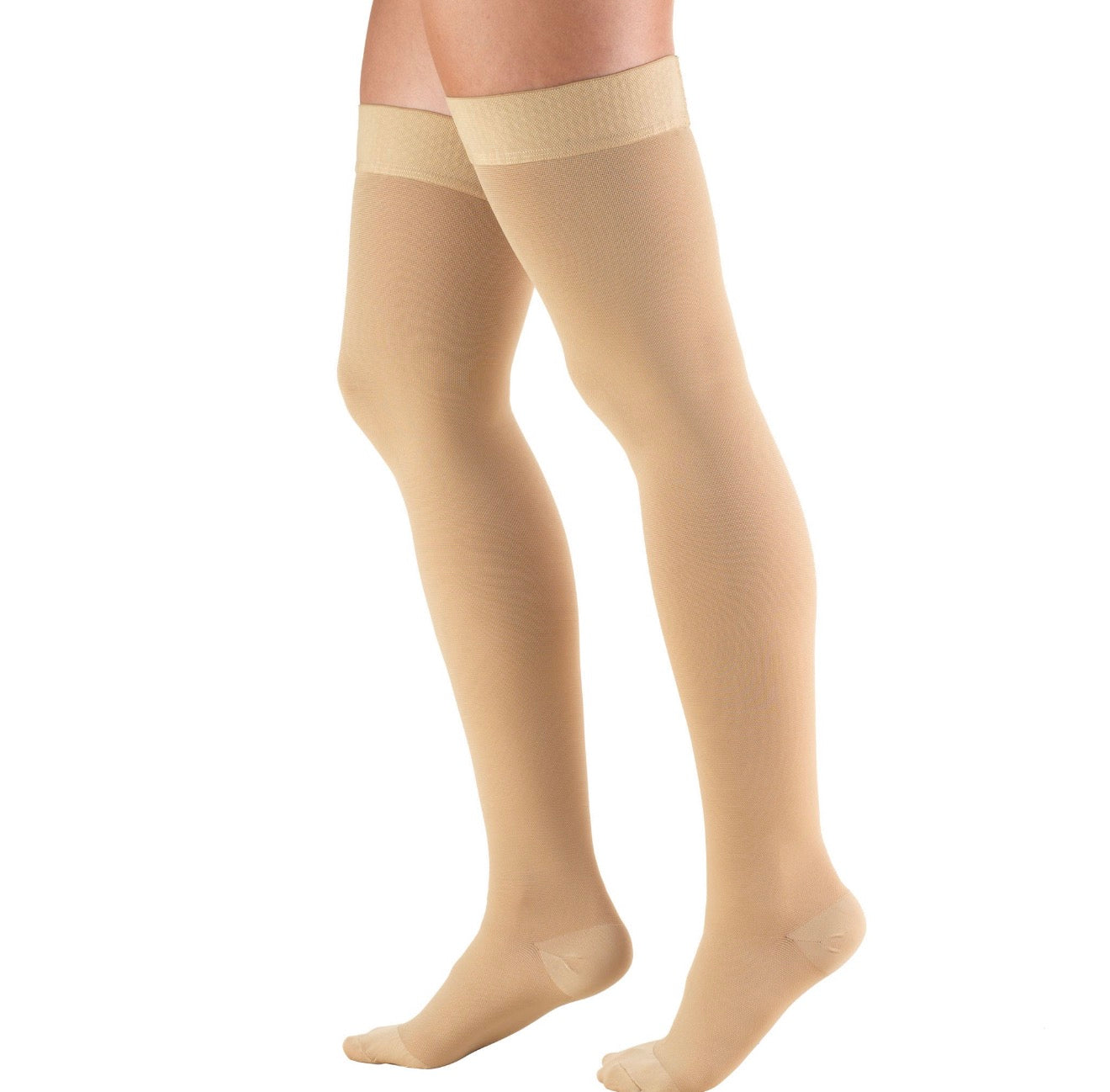TRUFORM Medias de Compresión 20-30 mmHg hasta el Muslo – Punta Cerrada, Beige (Talla XL)