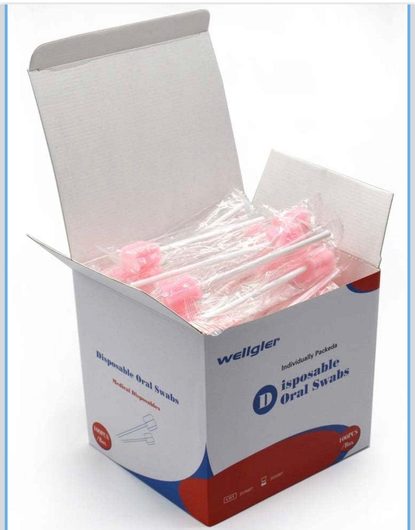 Wellgler Hisopos Orales Desechables – Caja de 100 unidades