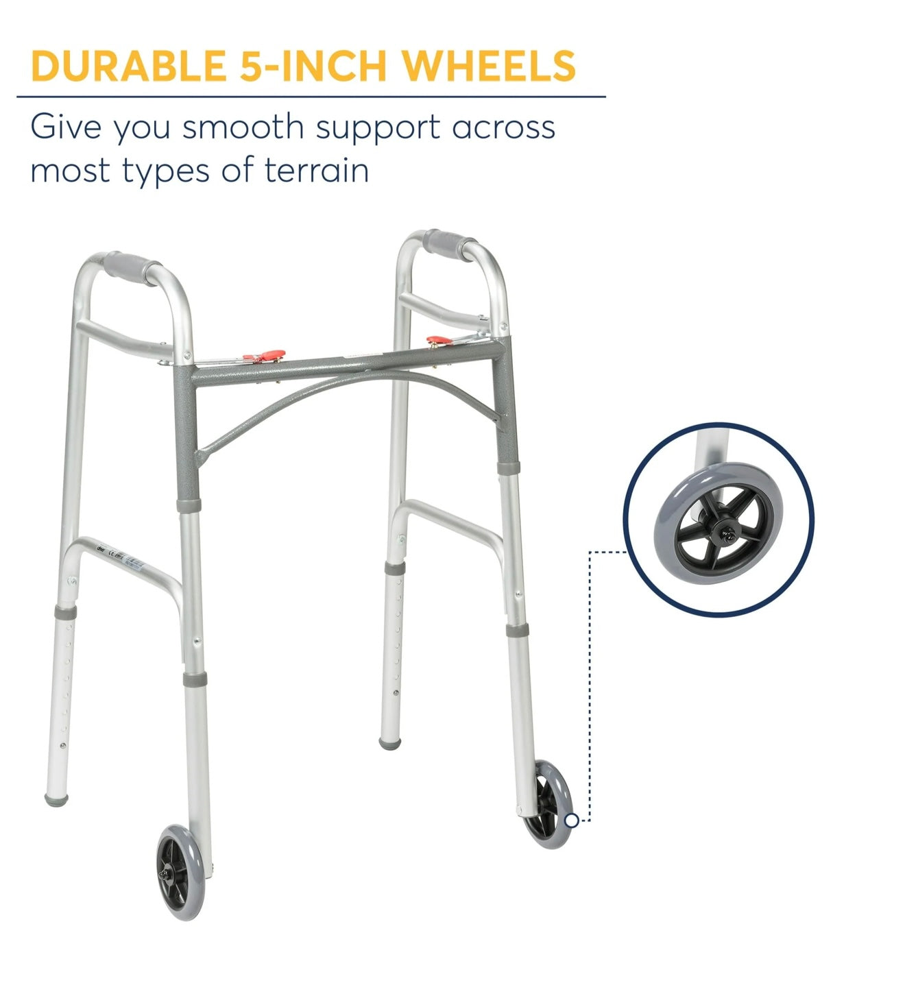 Andador Liviano con Ruedas Frontales – Altura Ajustable y Plegable