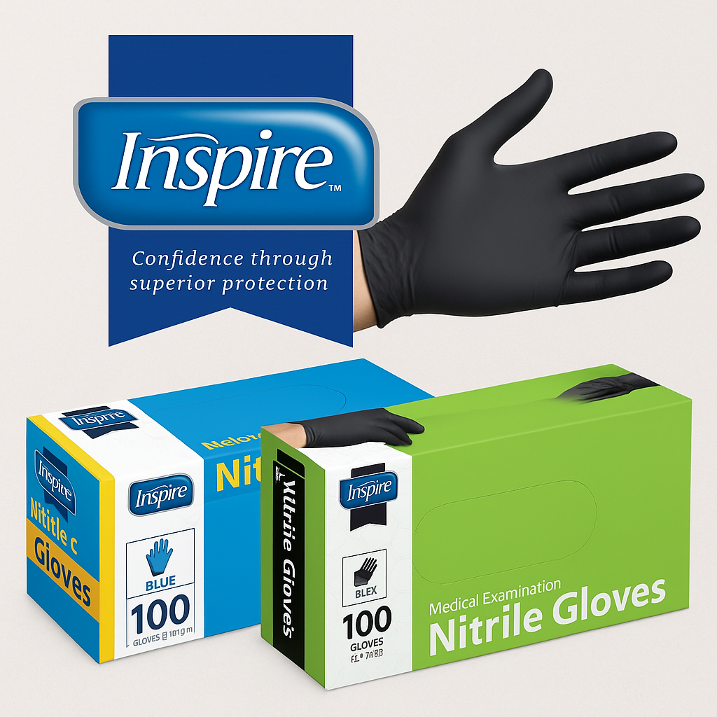 Guantes de Nitrilo Inspire (100 unidades) – Negros o Azules