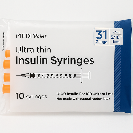 MediPoint Ultra Thin Insulin Syringes 31G 1cc 5/16” (Paquete de 10)