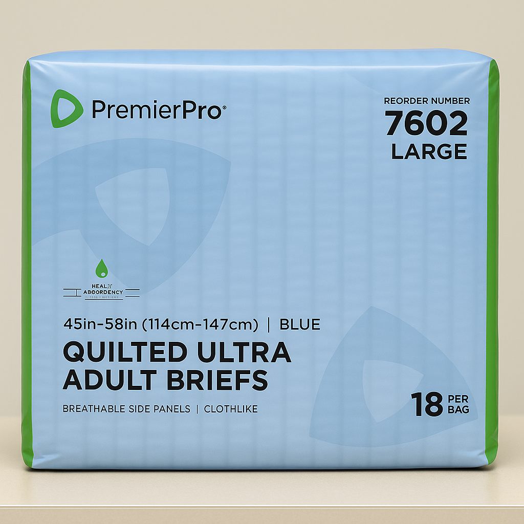 PremierPro 7602 – Pañales Quilted Ultra para Adulto Large Alta Absorbencia (18 Unds)