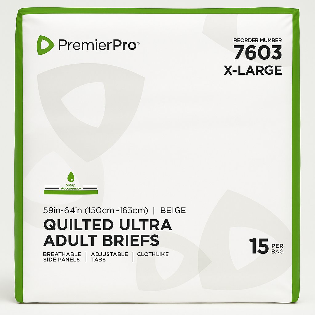 PremierPro 7603 – Pañales Quilted Ultra para Adulto X-Large Alta Absorbencia (15 Unds)