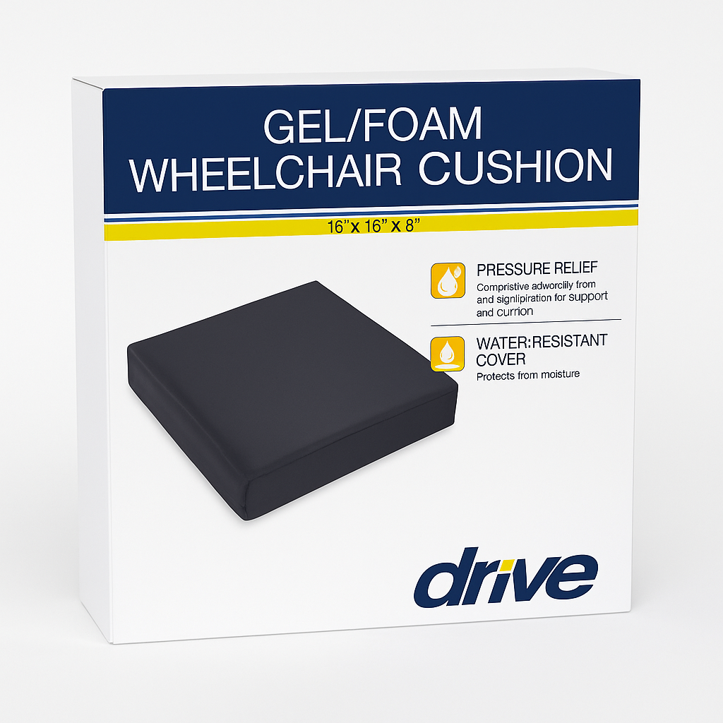 Cojín Ortopédico Drive Gel/Foam 16x16x3 – Antiescaras y Ergonómico