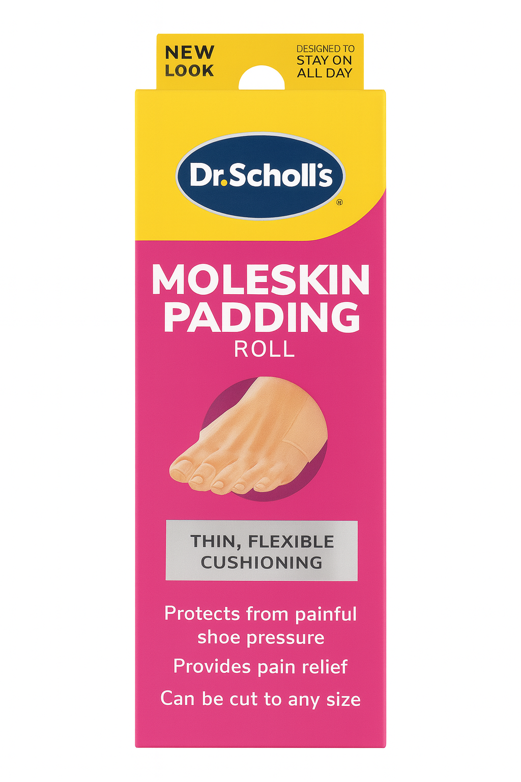 Dr. Scholl’s Moleskin Padding Roll – Protección y Alivio para Pies (24” x 4 5/8”)