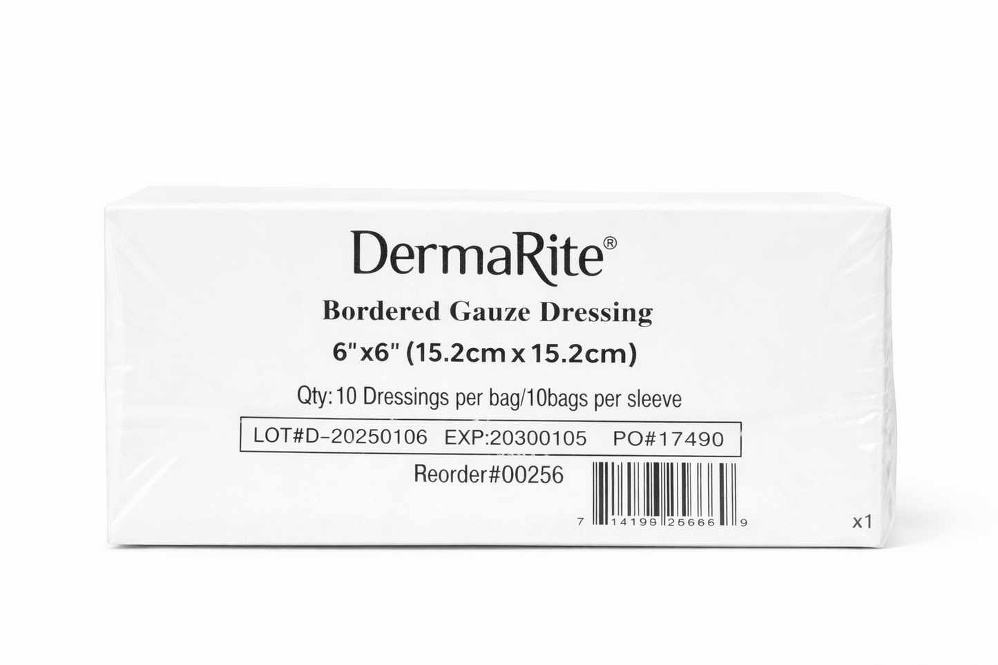 DermaRite Gasa Estéril con Borde 6” x 6” (15.2 x 15.2 cm) – Paquete de 10 Unidades