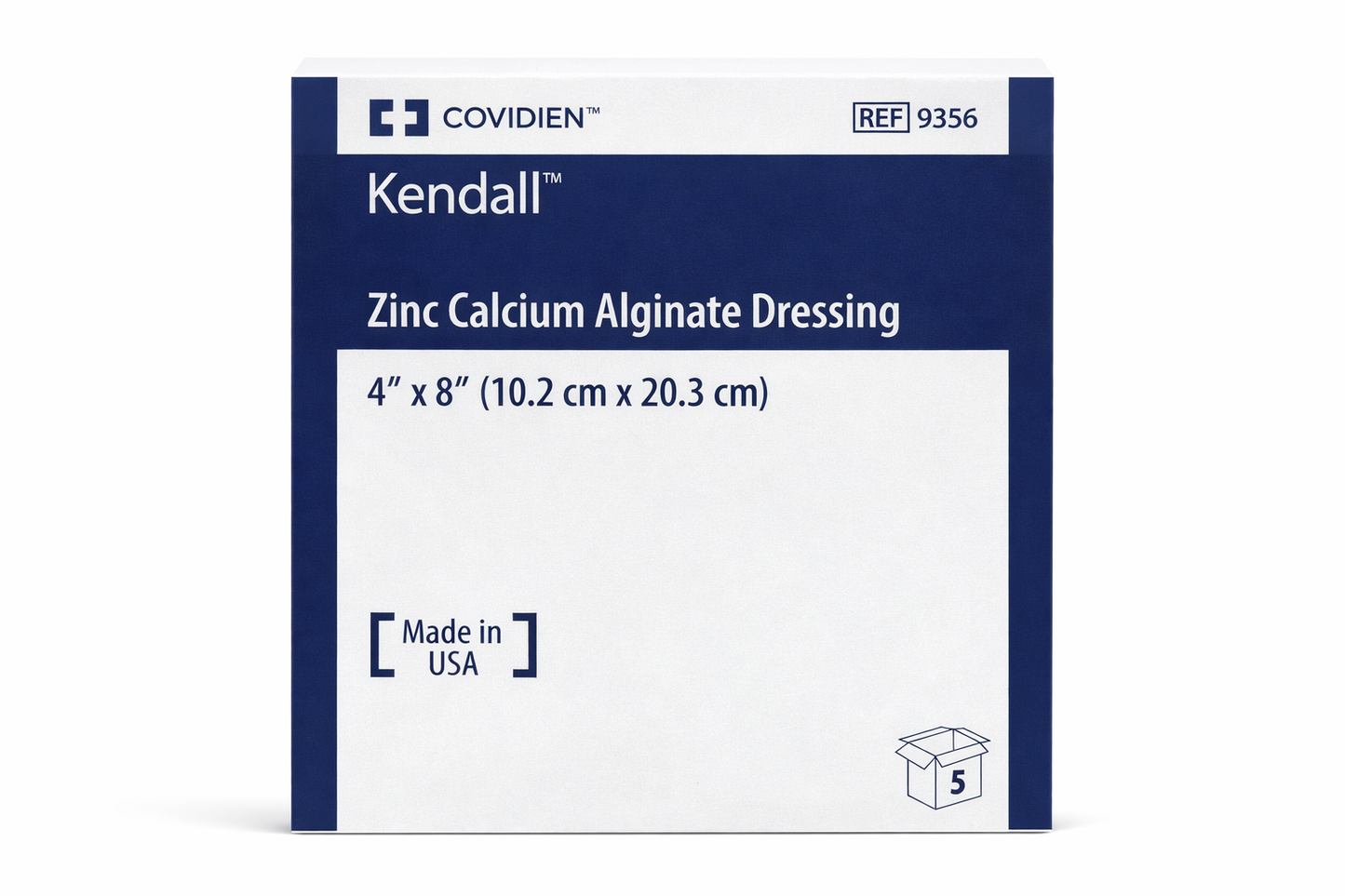 Kendall Apósito de Alginato de Zinc y Calcio 4” x 8” – Caja de 5 Unidades