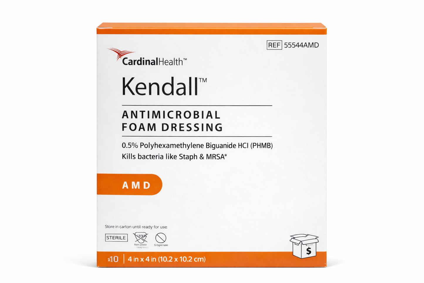 Kendall Antimicrobial Foam Dressing con PHMB 4” x 4” – Apósito Espuma Antimicrobiano (Caja de 10)