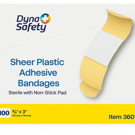 DynaSafety Sheer Plastic Adhesive Bandages ¾” x 3” (100 unidades)