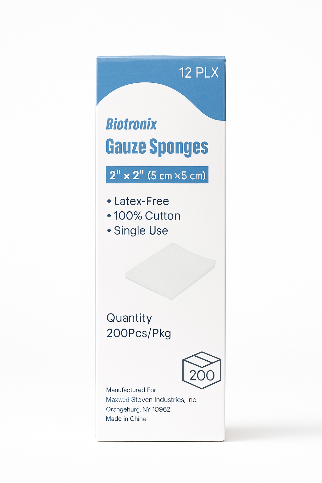 Biotronix Gasa de Algodón 2x2” – 200 unidades