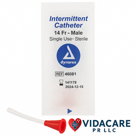 Catéter Intermitente Masculino Dynarex 14 Fr – Estéril, Uso Único