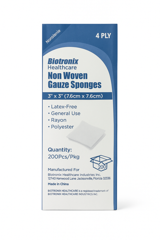 Gazas No Tejidas Biotronix 3” x 3” – 200 unidades (4 capas)