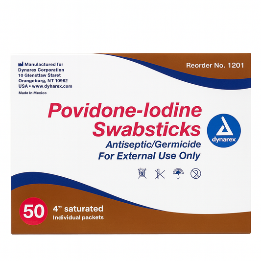 Dynarex Povidone-Iodine Antiseptic Swabsticks, 10% –