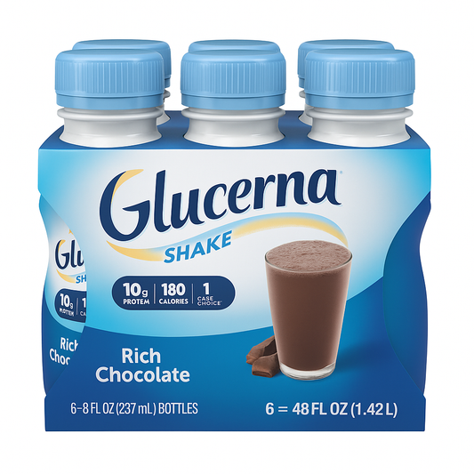 Glucerna Shake Rich Chocolate – Pack de 6 (8 oz / 237 ml cada)