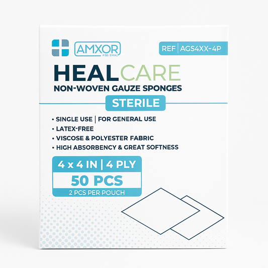 Gasa Estéril No Tejida 4”x4” 4 Capas - HealCare (50 unidades)