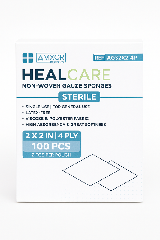 Gasa Estéril No Tejida HealCare 2x2” 4 Capas (100 unidades)