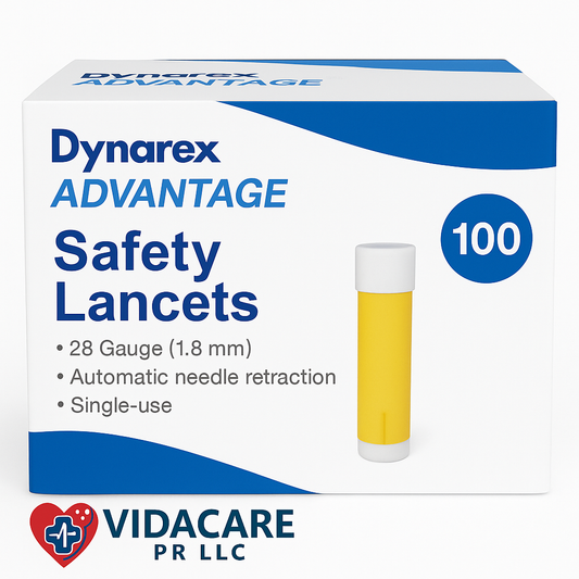 Dynarex Advantage Lancetas de Seguridad – Caja x100 (28 G, Retracción Automática)