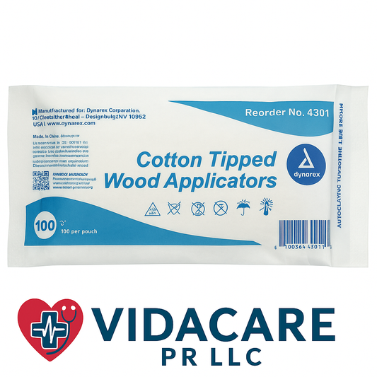 Dynarex Cotton Tipped Wood Applicators 3″ – 100 unidades, paquete autoclavable, no estéril