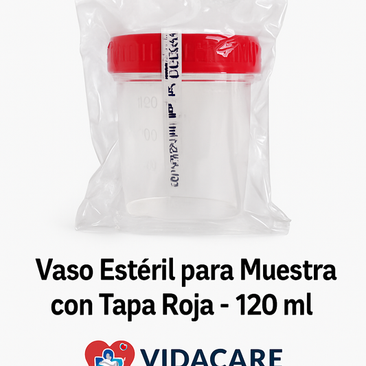 🏷️ Vaso Estéril para Muestra con Tapa Roja – 120 ml