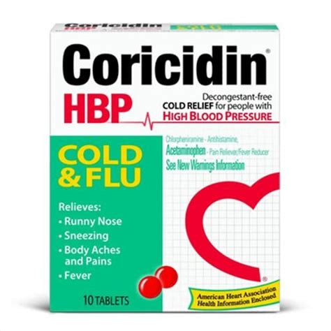 Coricidin HBP Maximum Strength Cold & Flu – 10 Tabletas (Decongestionante‑Free)