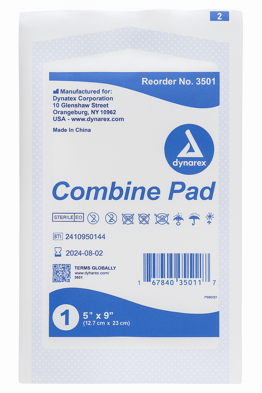 Dynarex Combine Pad Estéril 5” x 9” – 1 Unidad