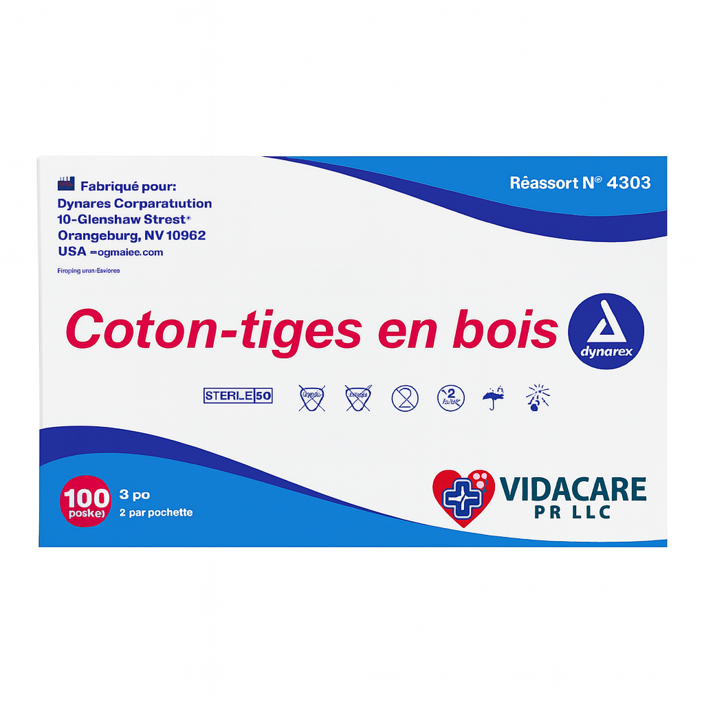 Dynarex Cotton Tipped Wood Applicators – 3″ Estériles (100 unidades)