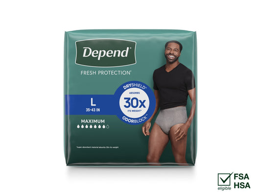 Depend Fitted Briefs – Maximum Protection Large (hombre) – 17 unidades