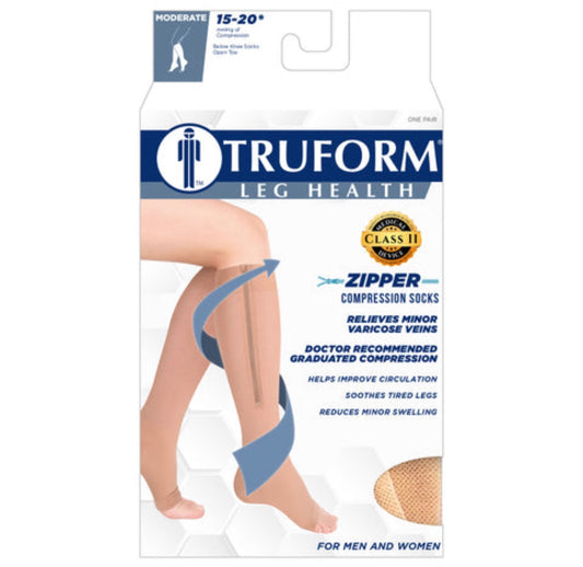Truform Zipper Compression Stockings Moderate 15-20 mmHg Beige X-Large