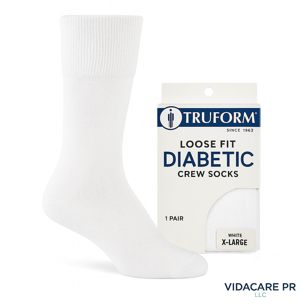 TRUFORM 1918 X-Large Calcetines Diabéticos Loose Fit – Blancos