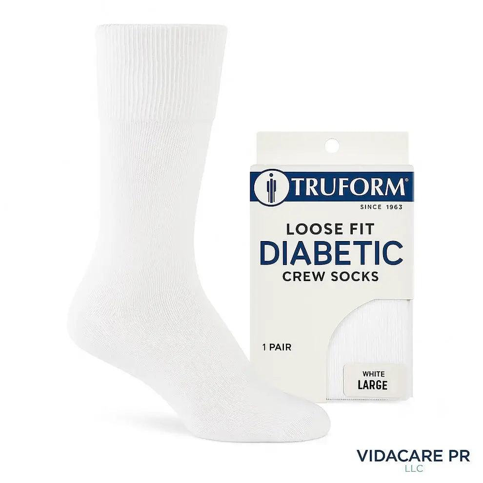 TRUFORM 1918 Large Calcetines Diabéticos Loose Fit – Blancos