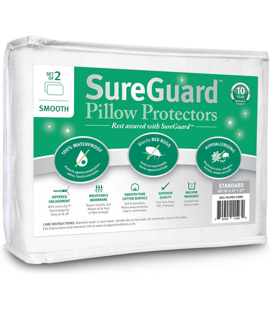 Protector de Almohada Impermeable SureGuard – Set de 2 (Standard)