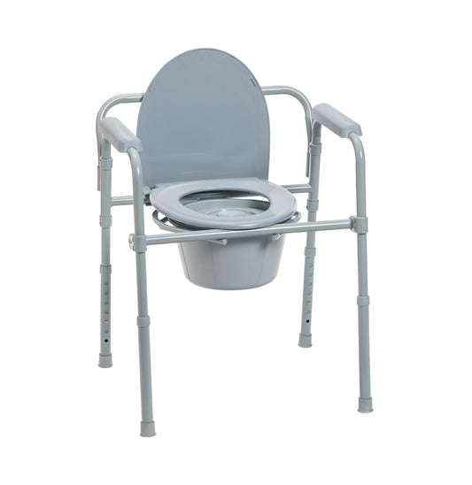 Inodoro Portátil Tipo Comoda – Altura Ajustable con Balde Removible y Brazos de Apoyo