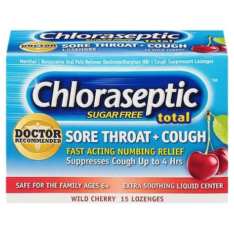 Chloraseptic Total Sugar‑Free Wild Cherry – 15 unidades (Alivio de Garganta y Tos)