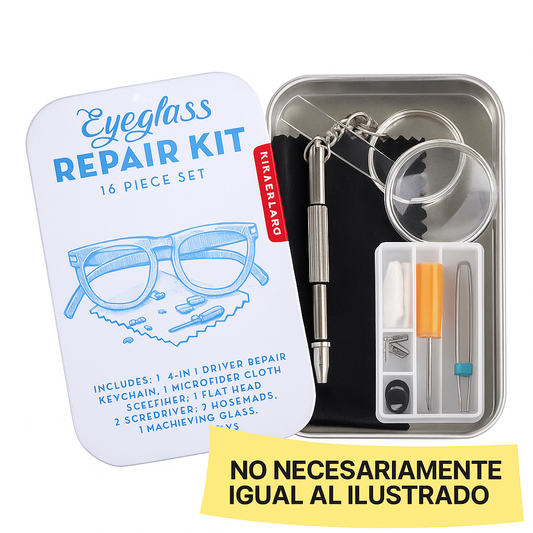 Kit de Reparación de Gafas — Incluye Destornilladores, Tornillos y Pinzas