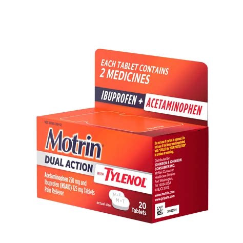 Motrin Dual Action con Tylenol 20 caplets – Alivio de dolor doble acción