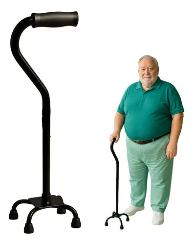 Bastón Bariátrico Cuadrúpede Negro – Soporte Extra Fuerte