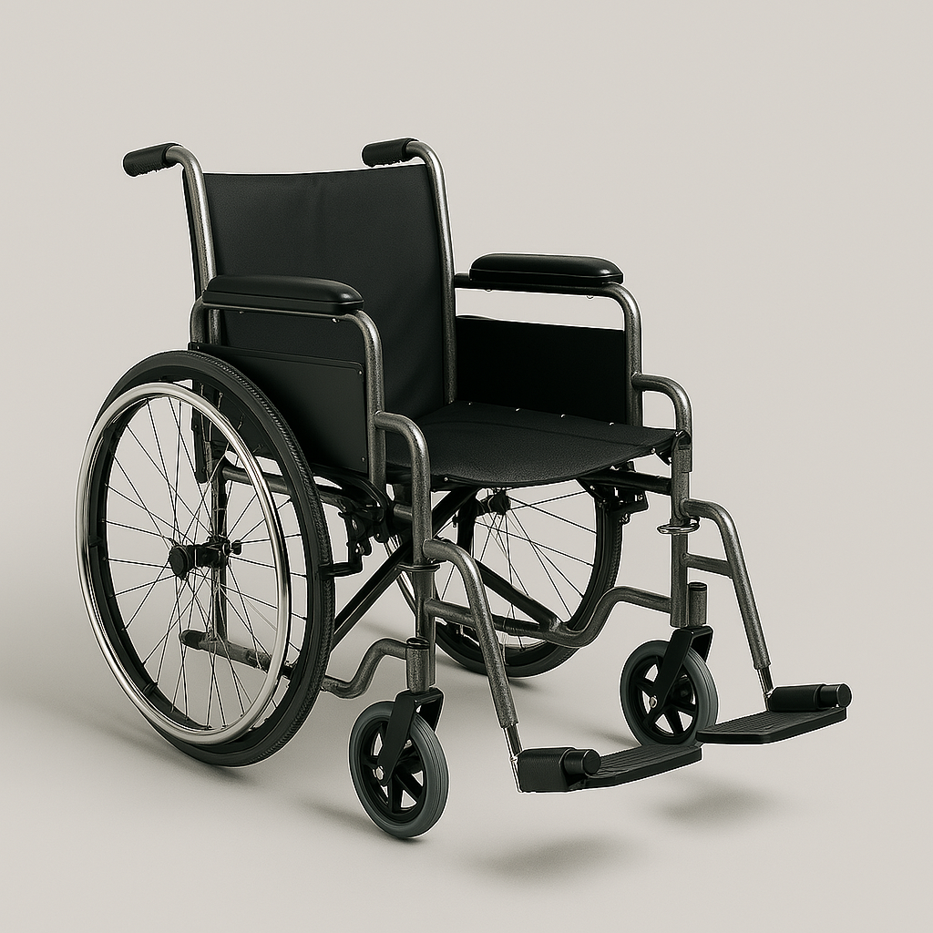 Silla de Ruedas Estándar Plegable – Reposapiés Desmontables