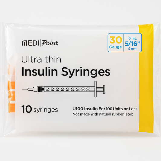 MediPoint Ultra Thin Insulin Syringes 30G 1cc 5/16” (Paquete de 10)