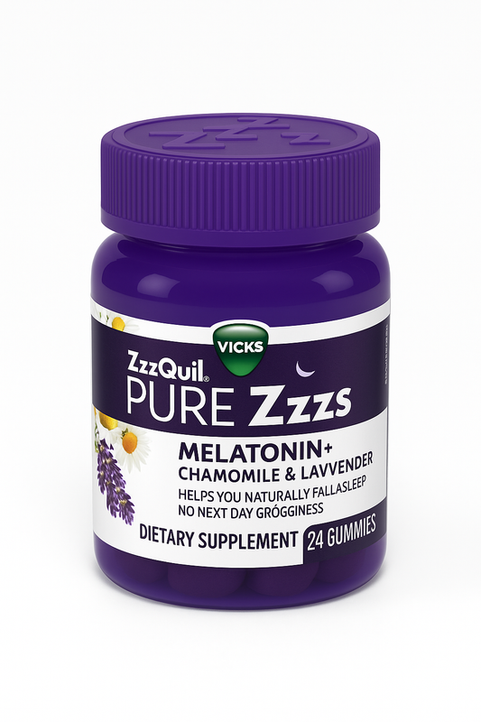 Vicks ZzzQuil PURE Zzzs Melatonin + Chamomile & Lavender - 24 Gummies