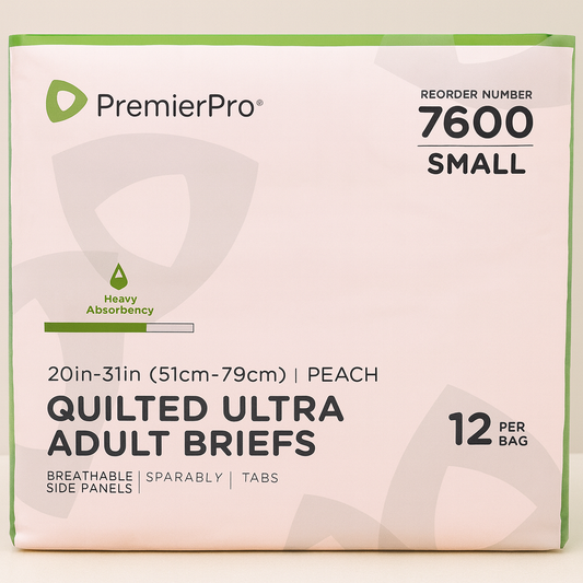 PremierPro 7600 – Quilted Ultra Adult Briefs Small Heavy Absorbency (12 Unds)