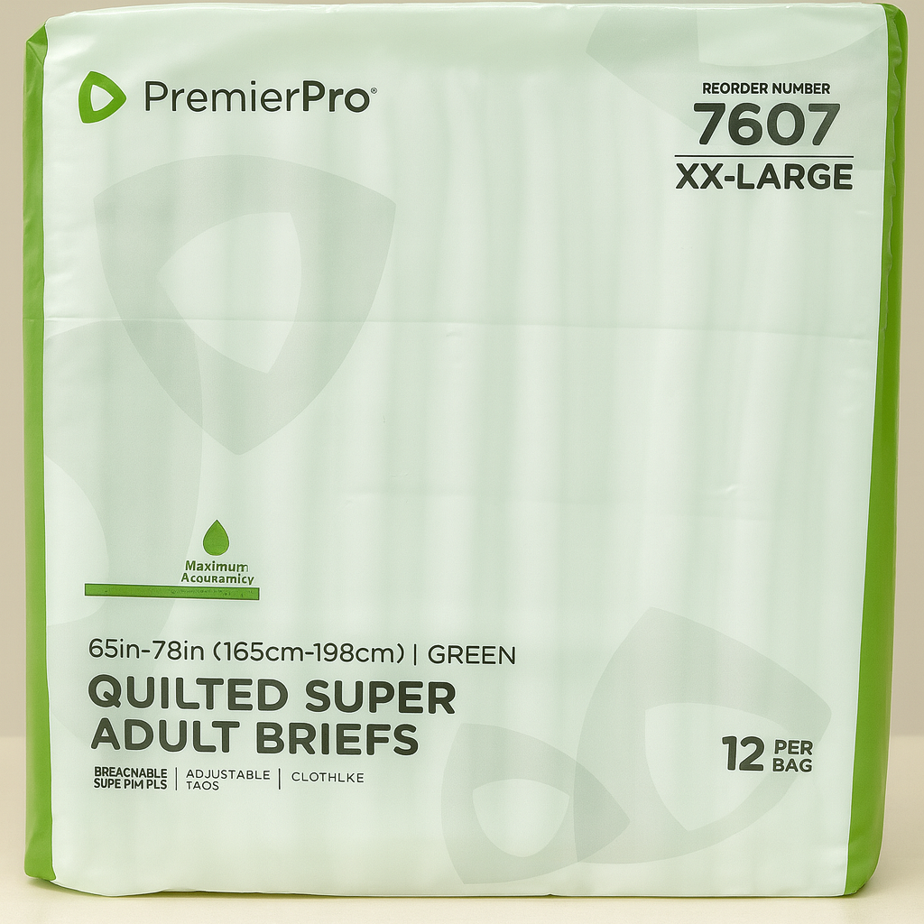 PremierPro 7607 – Pañales Quilted Super para Adulto XX-Large Máxima Absorbencia (12 Unds)