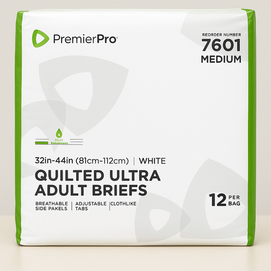 PremierPro 7601 – Pañales Quilted Ultra para Adulto Medium Alta Absorbencia (12 Unds)