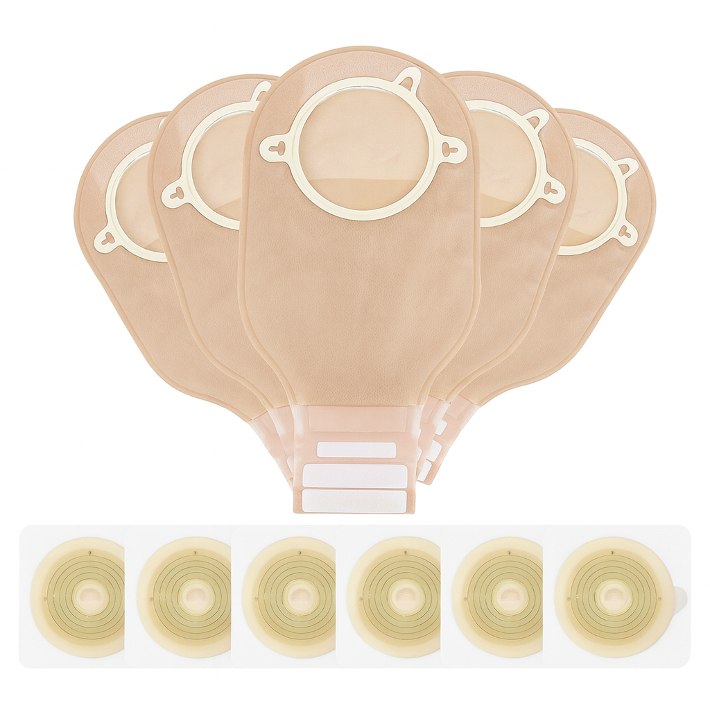 Kit de 22 Bolsas de Colostomía de 2 Piezas HEAGIMED – Bolsas Drenables con Barrera Adhesiva Cortable para Ostomía e Ileostomía