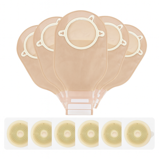 Kit de 22 Bolsas de Colostomía de 2 Piezas HEAGIMED – Bolsas Drenables con Barrera Adhesiva Cortable para Ostomía e Ileostomía