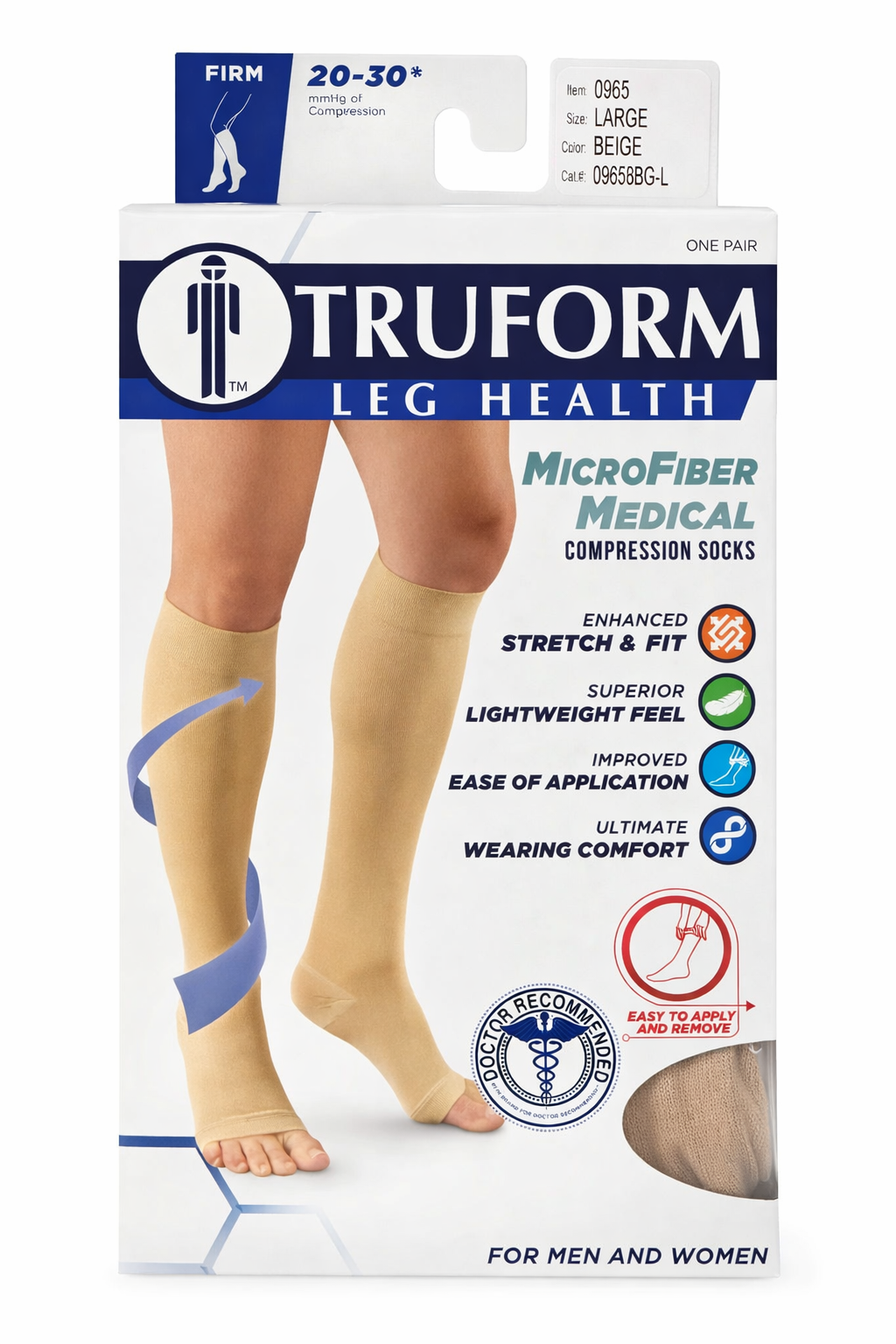 Medias de Compresión Graduada 20–30 mmHg – Beige – Talla Large (Unisex)