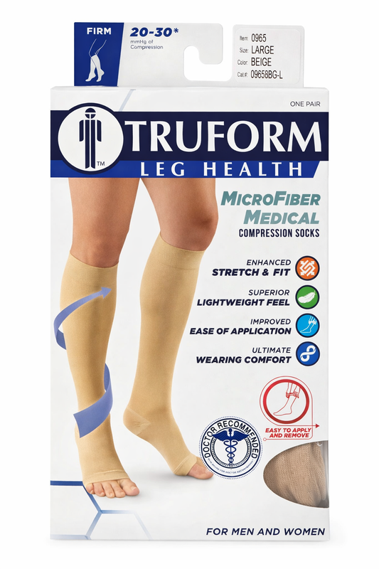 Medias de Compresión Graduada 20–30 mmHg – Beige – Talla Large (Unisex)