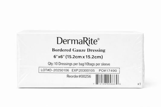 DermaRite Gasa Estéril con Borde 6” x 6” (15.2 x 15.2 cm) – Paquete de 10 Unidades