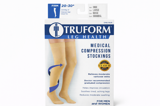 Truform Medias de Compresión Médica 20–30 mmHg – Muslo Alto (Thigh High), Beige – Un Par