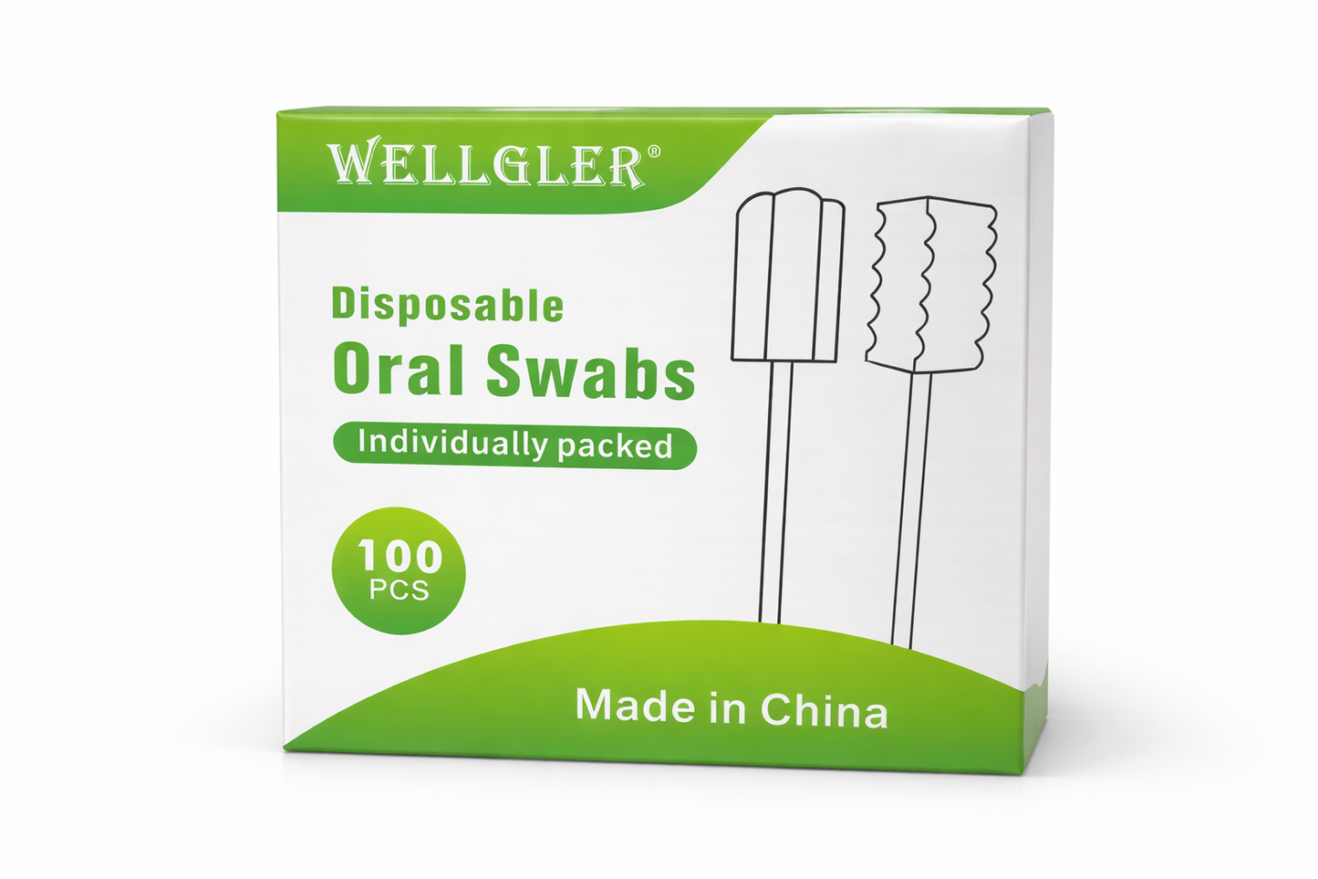Hisopos Orales Desechables WELLGLER – Paquete de 100 unidades (Individuales)